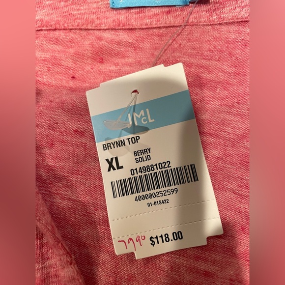 New J McLaughlin Brynn Linen Berry Red Button-Up Shirt XL - Picture 6 of 11